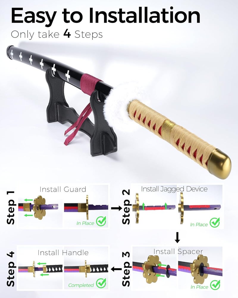 Cold Blade Katana Sword - 41 inches Katana Replica with Holster Belt and Display Stand - Sword with Authentic Design - Image 3